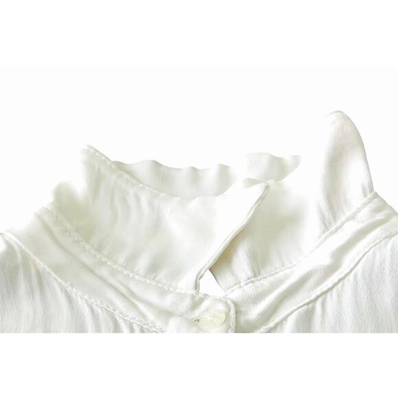 TRANSFER LONG ROLL-TAB SLV, V-NECK, POINTED COLLAR BLOUSE, WOMENS, XL, WHITE - Picture 2 of 12